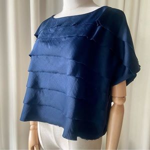 BCBGMAXAZRIA | Navy Blue Tiered Ruffle Top | Small